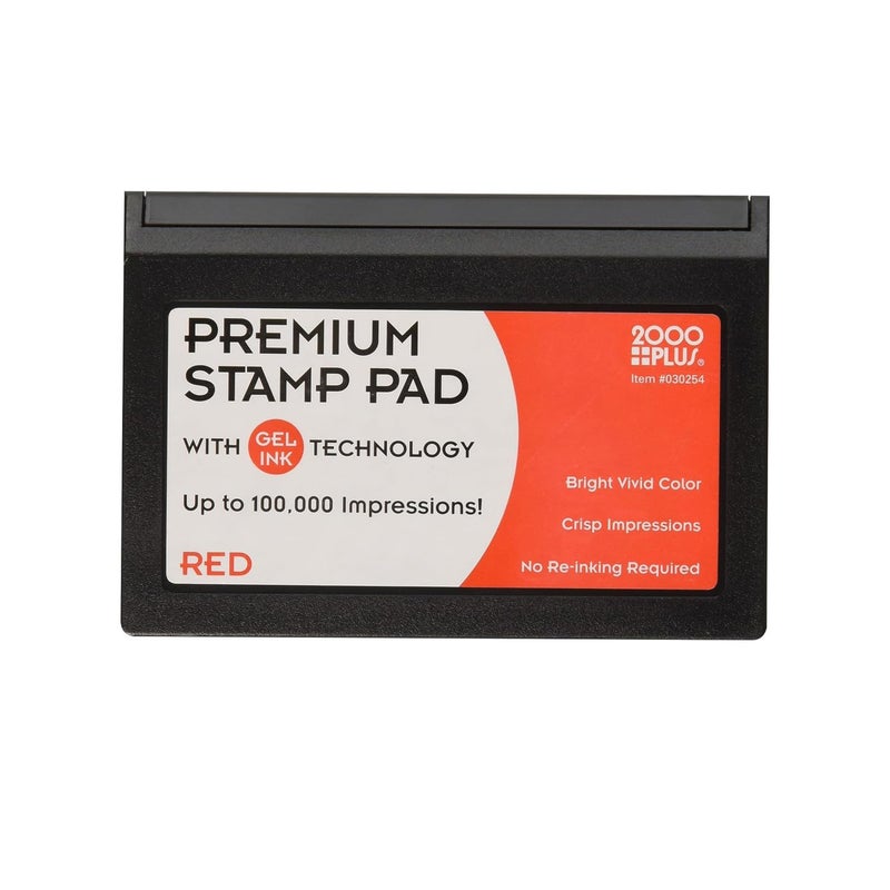 2000 بلس 2000 PLUS Stamp Pad وسادة ختم جل ممتازة للحبر الأحمر مقاس رقم 1 طويل الأمد 2.75 × 4.25 (030254) - Image 1